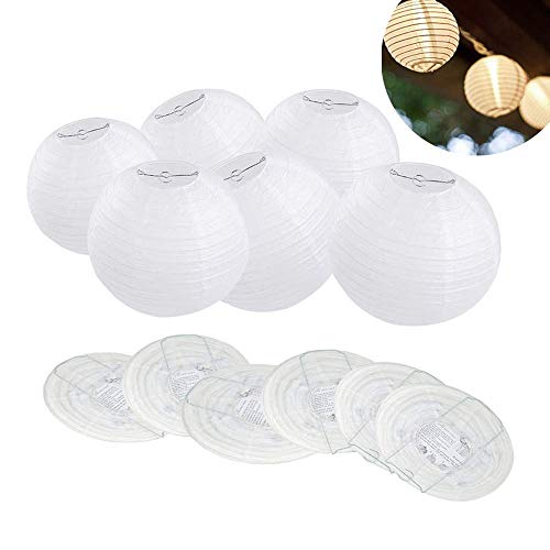 ilauke 12PCS 12" Linternas de Papel Farolillo Papel Redondo para decoración (12piezas, blanco)