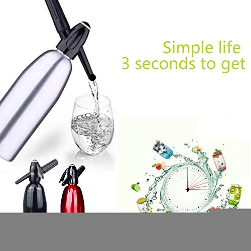 iLH Generador de Agua con Gas de Cristal de sifón de Soda Soda Makers para la adición Individual de ácido carbónico en el Agua del Grifo Utiliza el Cargador de CO2 estándar (no Incluido), 1L,Rojo
