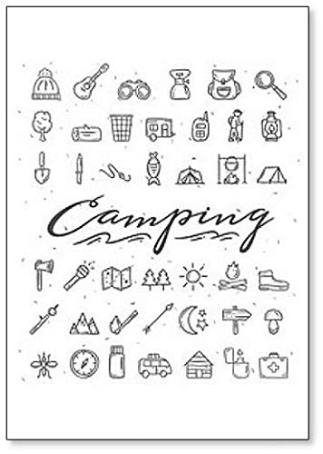 Imán para nevera con ilustraciones de caniche y campamento