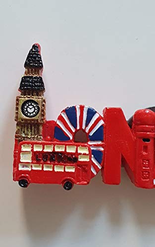 Imán para nevera London - colorido, polirresina, Big Ben/Eye, doble decoración, color rojo, bus, buzón, buzón, bandera de Reino Unido, teléfono, bota, Inglaterra, Reino Unido