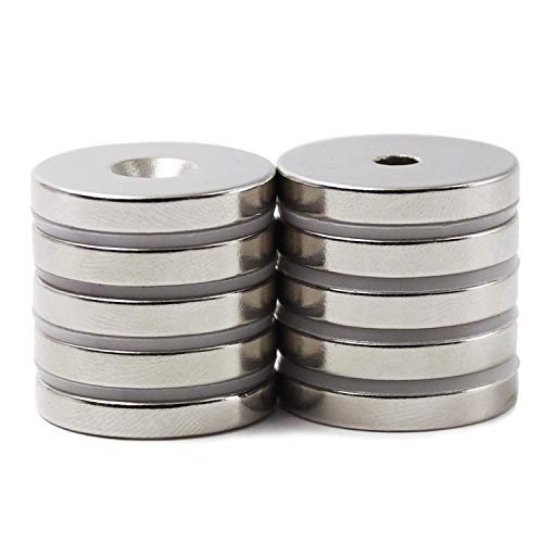 Imanes de agujero avellanado de disco de neodimio de 10 unidades, imanes fuertes, permanentes, de tierra rara 30 mm x 5 mm, con 10 tornillos