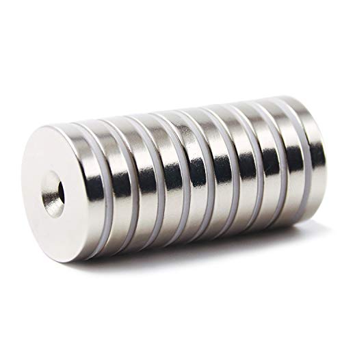 Imanes de agujero avellanado de disco de neodimio de 10 unidades, imanes fuertes, permanentes, de tierra rara 30 mm x 5 mm, con 10 tornillos
