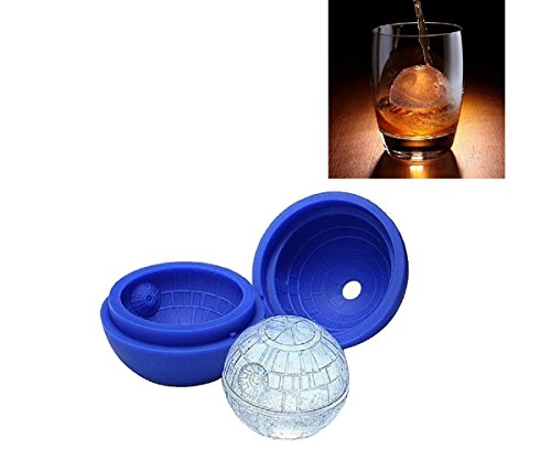 IMBS 3d Star Wars estrella de la muerte esfera bandeja Molde de silicona, hacer bola redonda, cubitos de hielo, gelatina bolas, bolas de Chocolate, bombas de baño en azul