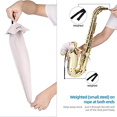 Imelod Kit de limpieza de saxofón con estuche para flauta de clarinete alto tenor y otros instrumentos de viento y madera, incluido paño de limpieza de saxofón, cepillo de boquilla(Gris Oscuro)