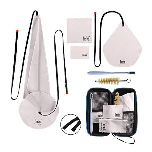 Imelod Kit de limpieza de saxofón con estuche para flauta de clarinete alto tenor y otros instrumentos de viento y madera, incluido paño de limpieza de saxofón, cepillo de boquilla(Gris Oscuro)