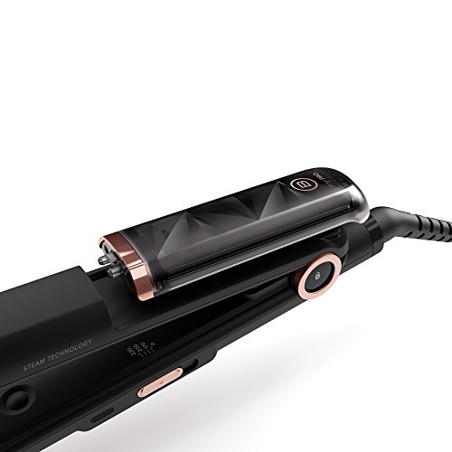 Imetec Bellissima My Pro Steam B28 100 - Plancha para cabello con vapor profesional, efecto liso anti-encrespado, revestimiento en cerámica, temperatura regulable, calentamiento rápido, negro