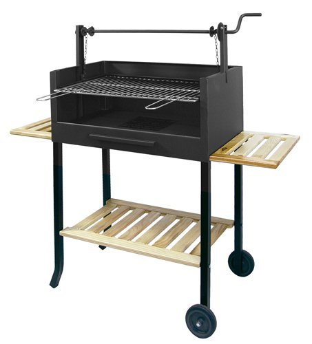 IMEX EL ZORRO 71504 71504-Barbacoa con Ruedas Elevador y Parrilla cincada 135 x 75 x 42 cm, Color Negro, 135x75x42 cm