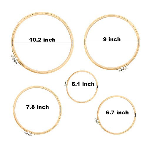 IMMEK kit de inicio de bordado,kit de herramientas de punto de cruz con 100 hilos de colores,5 piezas de círculos de bambú,Aida de la colección Classic Count de 12 a 18 pulgadas y agujas a 14 pulgadas