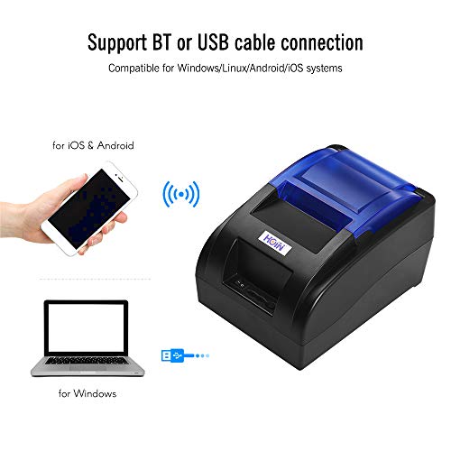 Impresora térmica de Recibos de 58 mm con Interfaz BT y USB Impresión Clara de Tickets de facturas de Alta Velocidad Compatible con los comandos ESC/POS establecidos para la Tienda del supermercado