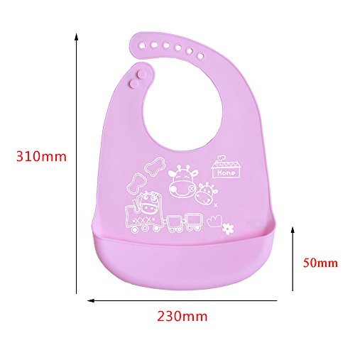 INCHANT bebé de silicona babero que - a prueba de agua, ajustables, enrollar baberos de alimentación del niño con silicona de cucharas, 2 x 2 x baberos, cucharas