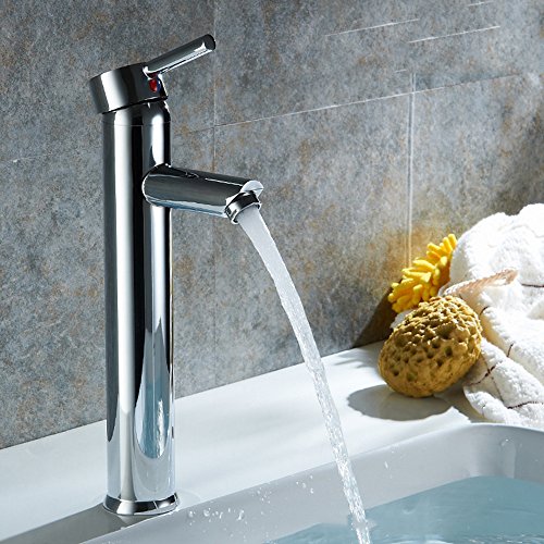 Inchant - Grifería Monomando para Lavabo Moderno, Lavabo Alto, Lavabo, Fregadero, Lavabo, Solo Agujero, Lavabo, lavamanos grifería de latón Cromado, Montaje en Plataforma