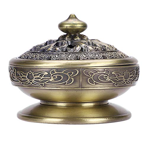 Incienso pequeño de Lotus Buda Incienso Bronce Vintage Quemador de Incienso carbón Estufa Soporte de Incienso Metal decoración de casa Oficina Sala para Incienso Cono Bobina de Incienso