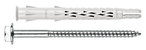 INDEX Fixing Systems TNUXE10080 [T-NUX E] Taco de nylon universal de alto rendimiento. Cabeza hexagonal (10 x 80 Ø10), 10 x 80 mm, diámetro de 10 mm, Set de 50 Piezas