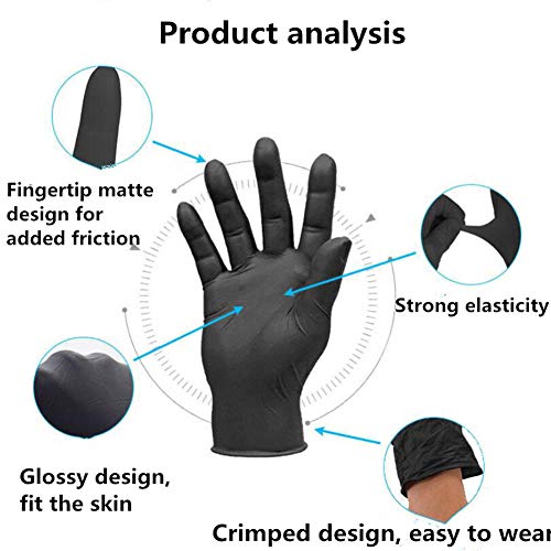 Industrial Negro Guantes De Nitrilo con Empuñadura De Diamante Caja De 100, 6 Mil, Tamaño S M, Sin Polvo, con Textura, Desechable para El Hogar, Limpieza, Protección, La Industria