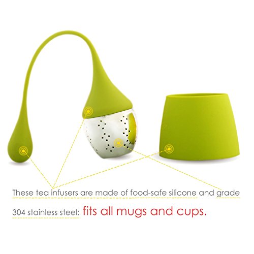 iNeibo Infusor de té, Filtro Té de Acero Inoxidable y Silicona Alimenticio, Bola Infusiones con Recipiente Colador (Conjunto de 1)