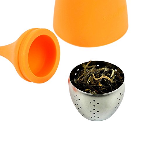 iNeibo Infusor de té, Filtro Té de Acero Inoxidable y Silicona Alimenticio, Bola Infusiones con Recipiente Colador (Conjunto de 1)
