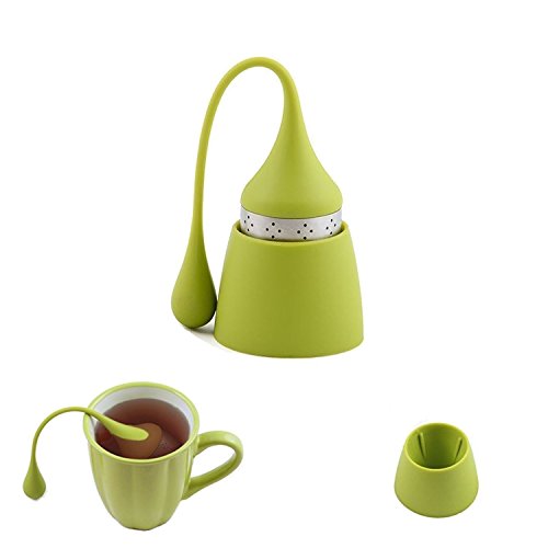 iNeibo Infusor de té, Filtro Té de Acero Inoxidable y Silicona Alimenticio, Bola Infusiones con Recipiente Colador (Conjunto de 1)