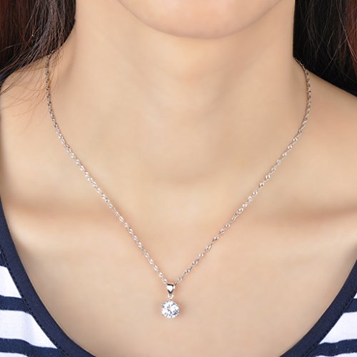 Infinito U Collares de Plata 925 Cadena de Clavícula Colgante de Diamante Brillante,Idea Regalo para Mujeres Chicas
