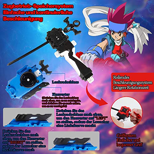 infinitoo Beyblade Burst Peonzas | Juego de trompos de Combate de giroscopio de Metal de 8 Piezas 4D Fusion Model Burst Evolution Combination Series con 3 lanzadores de Juguetes para niños