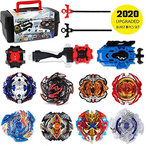 infinitoo Beyblade Burst Peonzas | Juego de trompos de Combate de giroscopio de Metal de 8 Piezas 4D Fusion Model Burst Evolution Combination Series con 3 lanzadores de Juguetes para niños