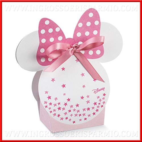 Ingrosso e Risparmio Venta AL por Mayor y Ahorro de 12 Cajas de peladillas con Silueta de Minnie Blancas O Rosa con Estrellas, Firmados Disney, Invitados por, Nacimiento, Bautismo, Cumpleaños niña