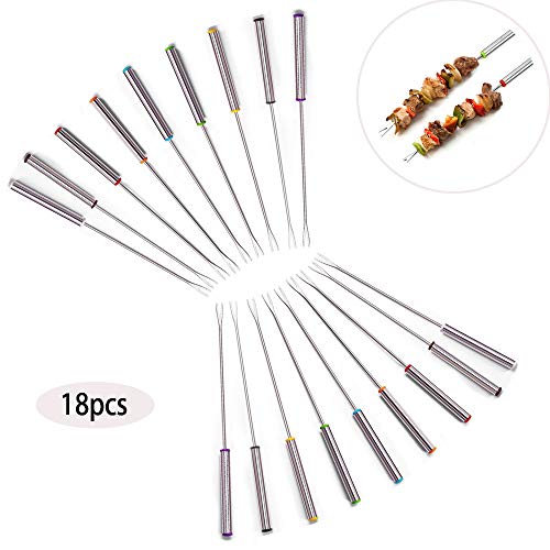 inherited 18 Piezas Pinchos Fondue, Tenedores de Fondue de Acero Inoxidable con Mango Resistente a Calor para Fondue de Queso Chocolate Malvaviscos Carne Asado