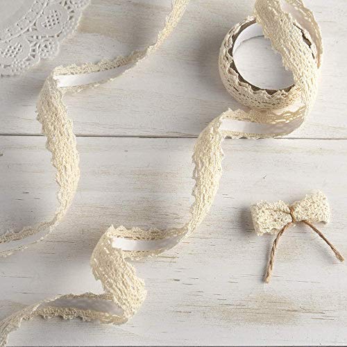 inherited 4 Rollos 1.7M Cinta de Encaje Tejido de Encaje Beige Encaje Algodón Vendimia de Encaje,Cinta de encaje autoadhesiva, Ancho de 18mm Bricolaje Decorativo para Boda Navidad Pascua Fiesta