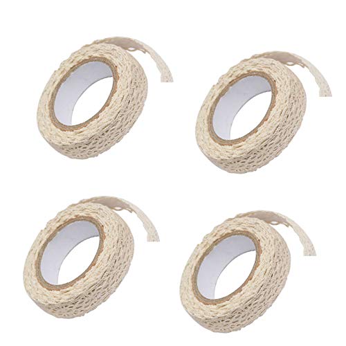 inherited 4 Rollos 1.7M Cinta de Encaje Tejido de Encaje Beige Encaje Algodón Vendimia de Encaje,Cinta de encaje autoadhesiva, Ancho de 18mm Bricolaje Decorativo para Boda Navidad Pascua Fiesta