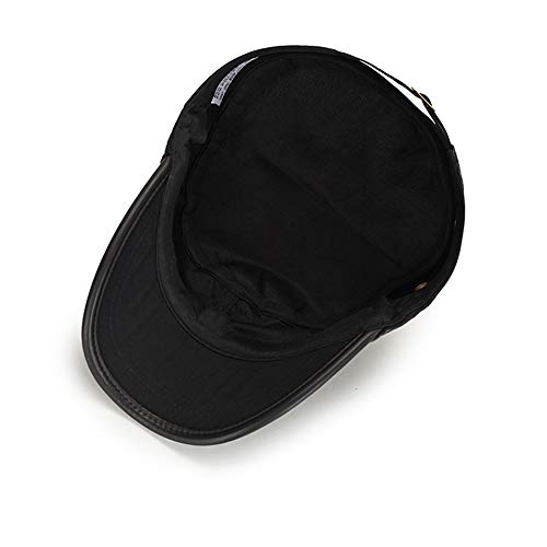 inherited Gorras de Hombre Plana, Gorras de Béisbol, Clasico Militares Al Aire Libre Sombrero Sólido del Sol, Ajustable Algodón Sombrero Cabeza Gorras de Militar Plana, Negro