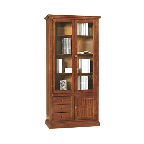 InHouse srls Vitrina, Estilo Clasico, en Madera Maciza y MDF con Acabado Nogal Pulido - Medidas 90 x 41 x 186 …