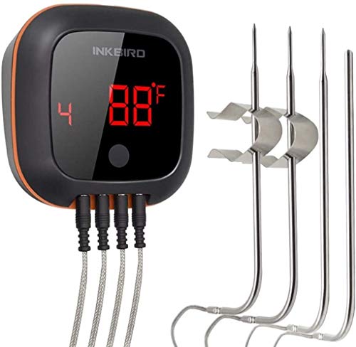 Inkbird IBT-4XS Termómetro de carne Termómetro inalámbrico para barbacoa Termómetro de parrilla Bluetooth con batería recargable magnética Pantalla giratoria Barbacoa Asador de carne asada Ahumador