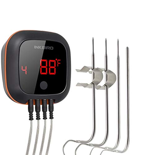Inkbird IBT-4XS Termómetro de carne Termómetro inalámbrico para barbacoa Termómetro de parrilla Bluetooth con batería recargable magnética Pantalla giratoria Barbacoa Asador de carne asada Ahumador