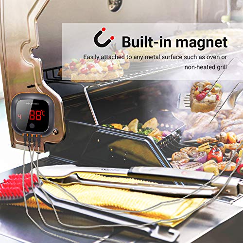 Inkbird IBT-4XS Termómetro de carne Termómetro inalámbrico para barbacoa Termómetro de parrilla Bluetooth con batería recargable magnética Pantalla giratoria Barbacoa Asador de carne asada Ahumador