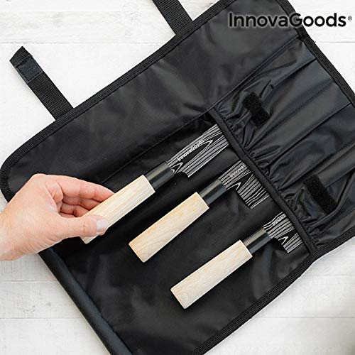 InnovaGoods IG814816 Set de Cuchillos Japoneses con Funda de Transporte Damas·Q, Acero Inoxidable