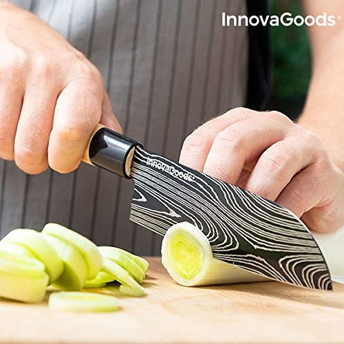 InnovaGoods IG814816 Set de Cuchillos Japoneses con Funda de Transporte Damas·Q, Acero Inoxidable