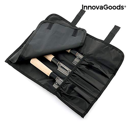 InnovaGoods IG814816 Set de Cuchillos Japoneses con Funda de Transporte Damas·Q, Acero Inoxidable
