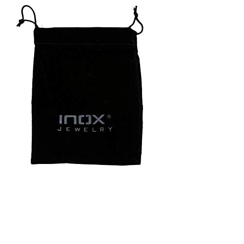 INOX Men's Steel Black Carbon Graphite Sepulchre Genuine Ebony Wood Inlayed Cross Pendant.