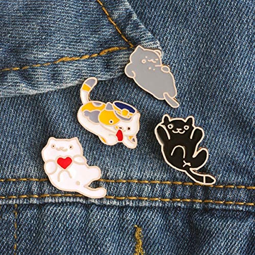 Insignia Señoras Broche Dedicado 3~6 / Set Gato De Dibujos Animados Conejo Oveja Planta Rosa Cactus Fruta Hamburguesa Pizza Broche Esmalte Pin Metal Estilo 3