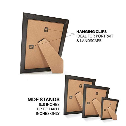 Instagram - Marco de fotos y pósteres con soporte a medida, marco de madera de densidad media, marco plateado con soporte negro a medida, 17,8 x 17,8 cm para fotos de 12,7 cm x 12,7 cm