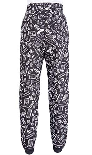 Insun Hombre Pantalones de Cocinero Pantalón Elástico para Chef Cocinero Trabajo Pantalones Negro Utensilios de Cocina 42