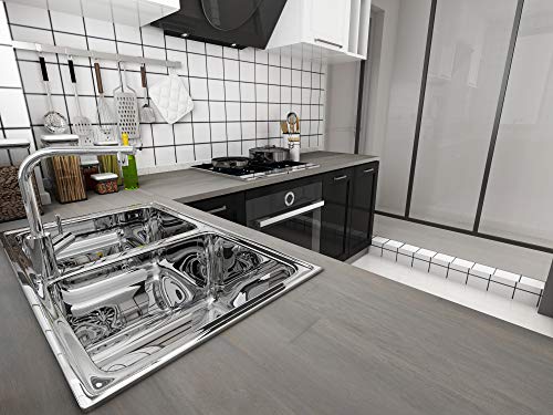 Interbuild Encimeras de Cocina de Madera Maciza de Acacia, 2200x635x26 mm, Gris Oscuro, 1 Pieza/Paquete