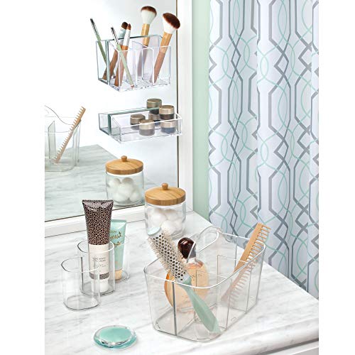 InterDesign Clarity Organizador de Maquillaje, Caja con Compartimentos Redondos en plástico, portalápices Triple, Transparente