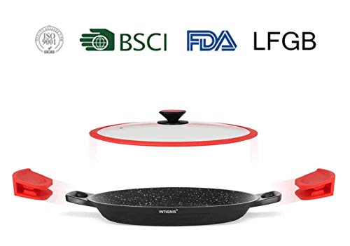 INTIGNIS Paella Pan - Mangos de silicio extraíbles con Revestimiento de mármol Antiadherente (36cm)
