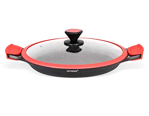 INTIGNIS Paella Pan - Mangos de silicio extraíbles con Revestimiento de mármol Antiadherente (36cm)