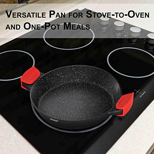 INTIGNIS Paella Pan - Mangos de silicio extraíbles con Revestimiento de mármol Antiadherente (36cm)