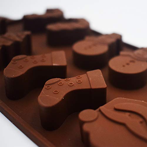 INTVN 4 moldes de Silicona para Tartas de Navidad, Chocolate, Dulces, jaleas, bandejas de Horno antiadherentes para decoración de Fiestas, Cabeza de Papá Noel, Cafe