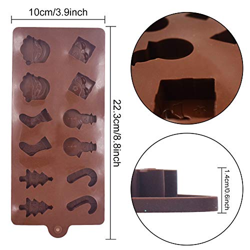 INTVN 4 moldes de Silicona para Tartas de Navidad, Chocolate, Dulces, jaleas, bandejas de Horno antiadherentes para decoración de Fiestas, Cabeza de Papá Noel, Cafe