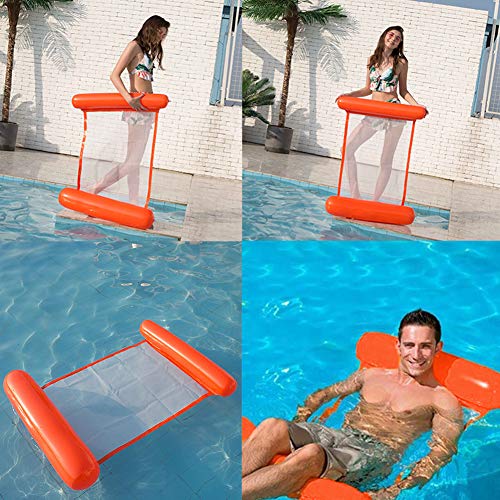 INTVN Hamaca Flotante, Cama Flotante de Agua, Hamaca Playa, Lago Piscina Tumbona, Hamaca Flotante Inflable del Agua, Cama Silla Creativa de Piscina, Sofá Plegable del Aire, Recliner (Naranja)