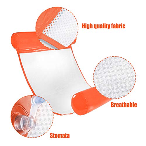 INTVN Hamaca Flotante, Cama Flotante de Agua, Hamaca Playa, Lago Piscina Tumbona, Hamaca Flotante Inflable del Agua, Cama Silla Creativa de Piscina, Sofá Plegable del Aire, Recliner (Naranja)