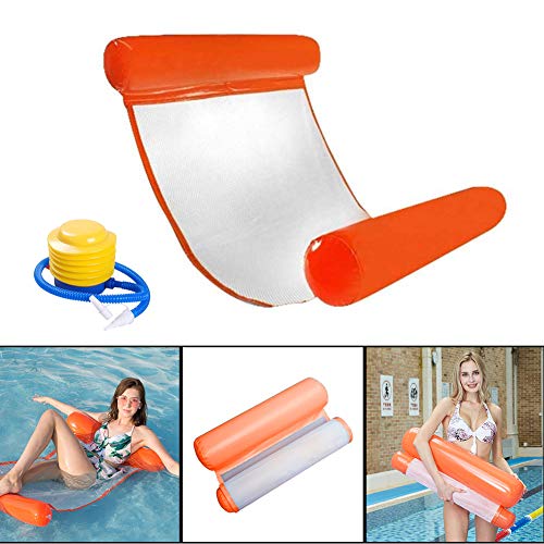 INTVN Hamaca Flotante, Cama Flotante de Agua, Hamaca Playa, Lago Piscina Tumbona, Hamaca Flotante Inflable del Agua, Cama Silla Creativa de Piscina, Sofá Plegable del Aire, Recliner (Naranja)